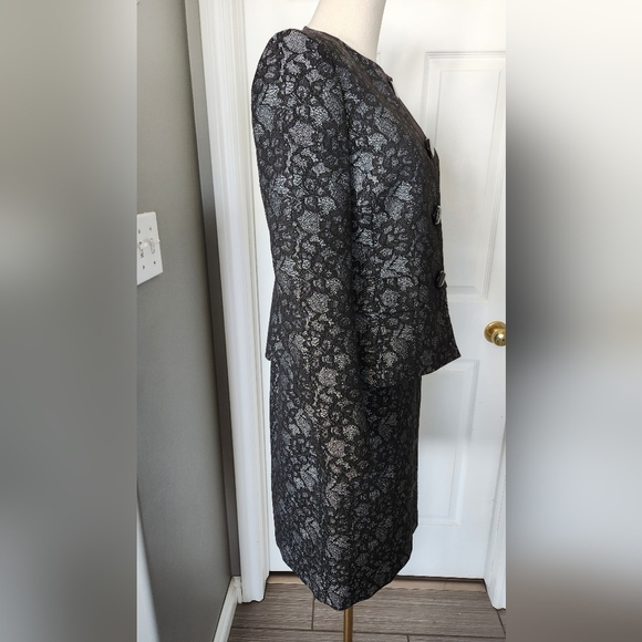 Le Suit Skirt Suit - Black Lace Look - Size 4 - Picture 13 of 15